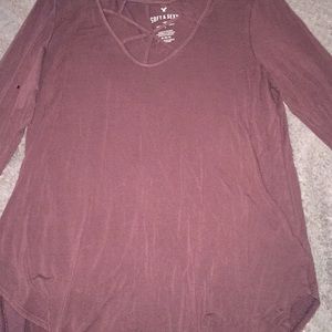 Soft & Sexy American Eagle Long Sleeve: Burgundy